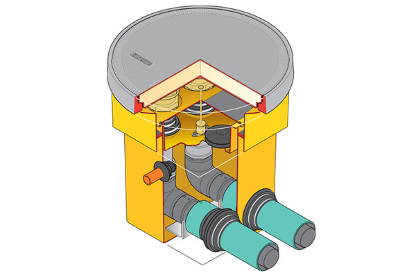 500mm ( 20″) Square Sump with Platform and Drainback – S2